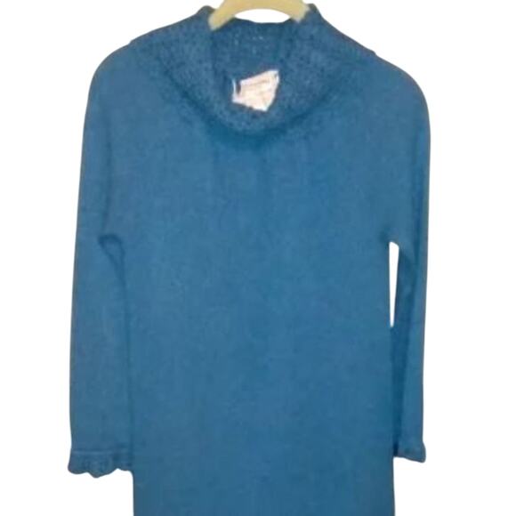 DIOR Maxi Knit Dress Sz S BLUE Turtleneck Luxe Bodycon Lounge Crochet RARE VNTG - Picture 8 of 16
